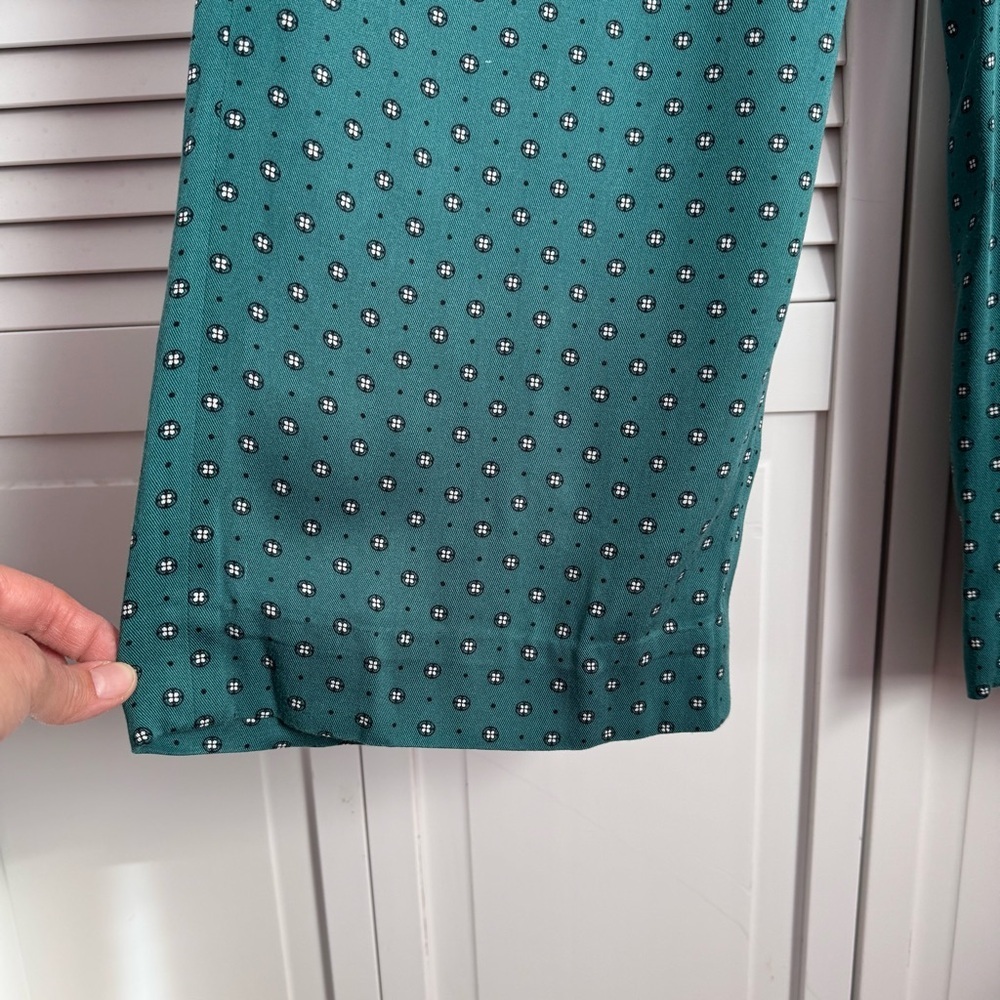 & Other Stories High Rise Wide Leg Retro Printed Green Pants Trousers Size 8 - Picture 7 of 11